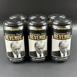 Trump Mugshot Conservative Dad’s Revenge Empty Beer Cans 6 Pack Collector Lot